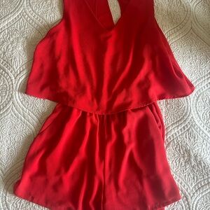 Tyche Red Sleeveless Romper